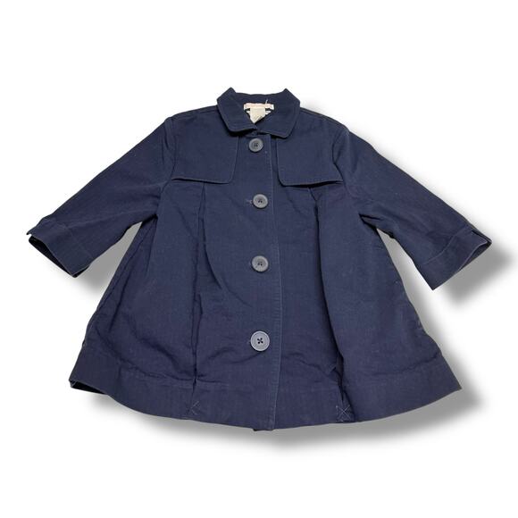 Janie & Jack Tailored Tulips Navy Blue Trench Coat 2T-3 Pleated - Picture 1 of 4